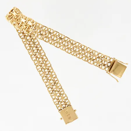 Armband X-länk med stav, 19,5cm, bredd: 11mm, 18K Vikt: 22,8 g