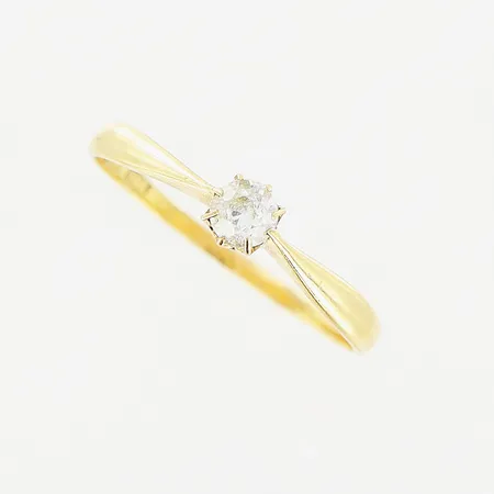 Ring stl 17½, bredd 1-4mm, vit sten, slitage, 18K Vikt: 1,3 g