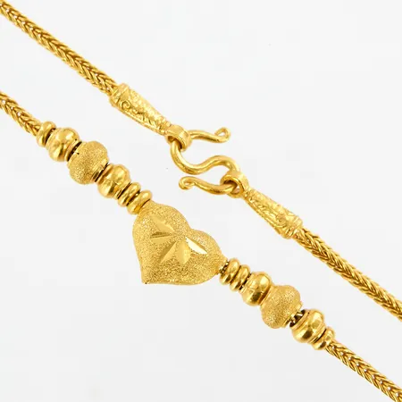 Collier med integrerat hänge, 42cm, bredd 2-13mm, S-lås, 23K Vikt: 30,4 g