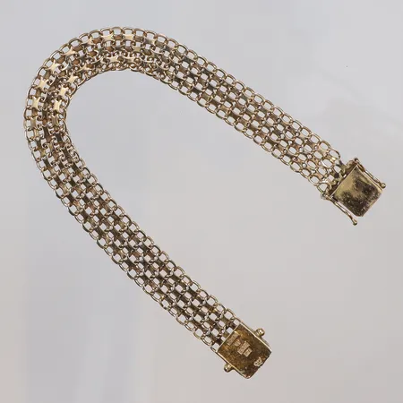 Armband X-länk 18,5cm bredd 11mm, med lagningar och defekter, 18K Vikt: 16,4 g
