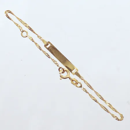 Armband, namnbricka utan gravyr, längd 16cm, 14K Vikt: 1,1 g