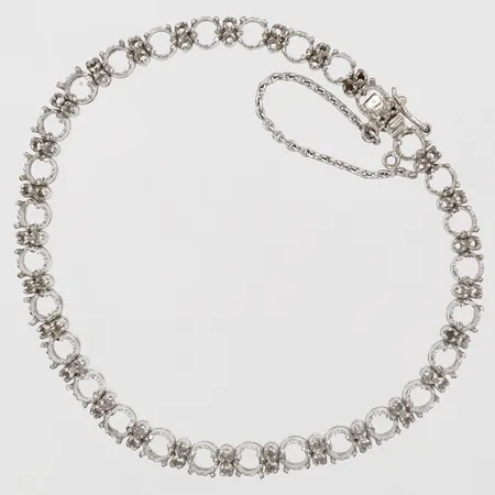 Armband, plats för stenar, längd: 18 mm, bredd: 4 mm, säkerhetskedja av, 14K vitguld. Vikt: 12,2 g