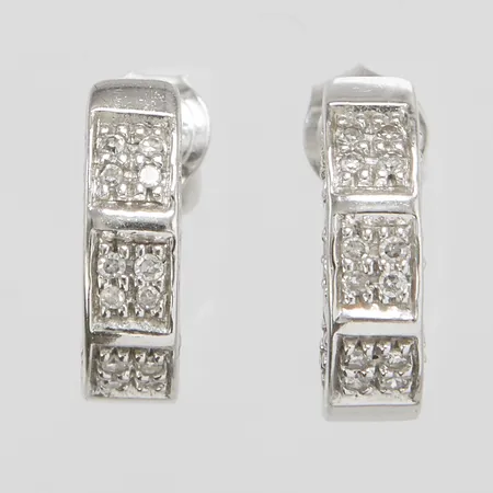 Örhängen med diamanter 48 x ca.0,004ct, 8/8-slipade, höjd: 13,5mm, bredd: 3,9mm, GHA, skeva stift, vitguld, 18K Vikt: 3,1 g