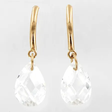 Ett par örhängen med vita stenar, ca 22mm, 18K Vikt: 1,9 g