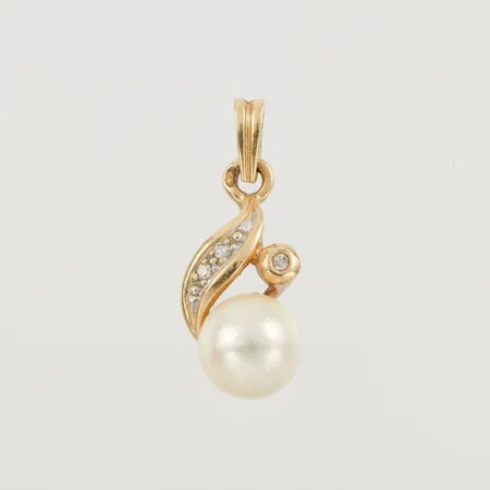 Hänge med stenar och pärla, höjd ca 18.5 mm, 18k. Vikt: 1,3 g