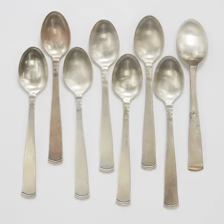 8 Kaffeskedar, 12cm, rosenholm, GAB, silver 830 Vikt: 123,4 g