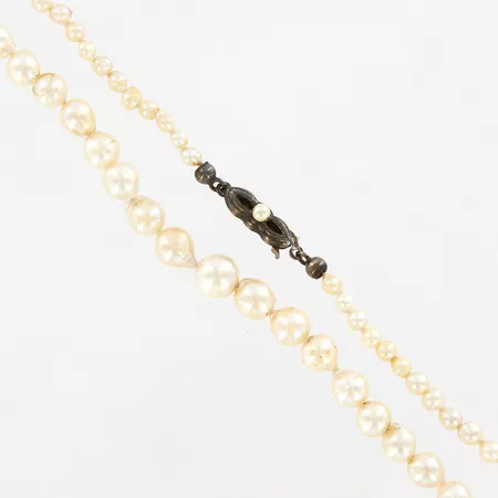 Pärlcollier med odlade sötvattenspärlor, doserat Ø3-6mm, 70cm, lås i 830/1000 Silver Vikt: 22,7 g