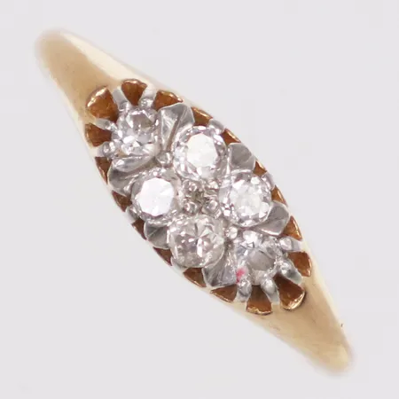 Ring, diamanter 6xca0,26ct enligt gravyr, stl 15¾, bredd 1,2-5,4mm, Guldvaruaktiebolaget G. Dahlgren & Co Ab, år 1929, 18K,  Vikt: 2,5 g