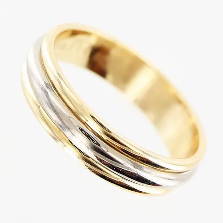 Ring, stl 18, vit/gulguld, bredd 5mm, 18K Vikt: 5,7 g