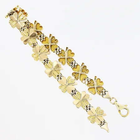 Armband, fyrklöver, 19,5cm, bredd 10mm, defekter på länk, 14K Vikt: 10,9 g