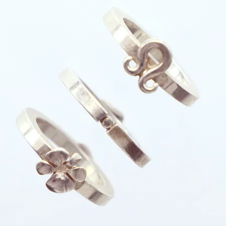 3 ringar i set, kan sättas ihop, silver 925/1000 Ø17¾ Vikt: 17,8 g
