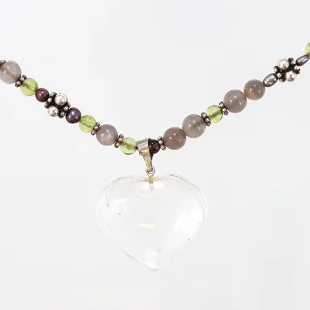 Collier KumKum med stenar, 42cm, bredd: 3-6mm,hängdel:30x35mm, detaljer och lås i silver, 925/1000, vikt: 34,5 gram Vikt: 0 g