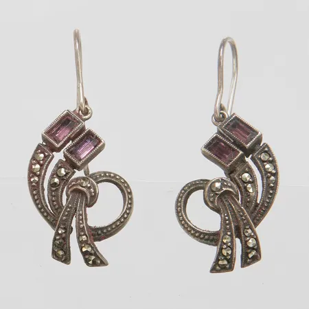 Örhängen, 32mm, markasiter, färgstenar, silver 830 Vikt: 4,5 g
