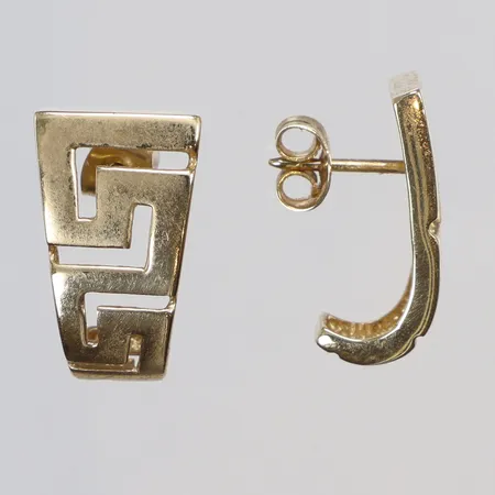 Ett par örhängen med meandermönster, 19x11mm, 14K  Vikt: 3,8 g