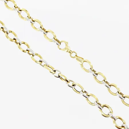 Collier, 42,5cm, bredd 5,5-7,5mm, vit/gulguld, 18K Vikt: 14,6 g