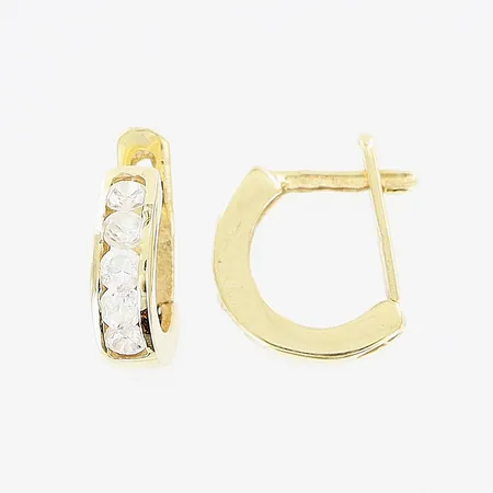 Ett par örhängen, vita stenar, 11mm, 14K Vikt: 2,1 g
