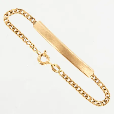 Barnarmband med ograverad namnbricka, 13cm, bredd 4,5mm, 18K Vikt: 4,6 g