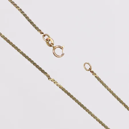Kedja, halvstel, längd 39cm, bredd 1,5mm, Italy, defekt lås, 14K Vikt: 4,1 g