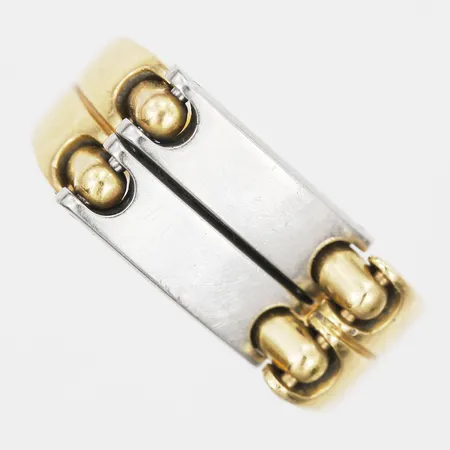 Ring med rörlig del i stål, stl: 19¼, bredd: 5-10mm, Pequignet, med etui samt ytterkartong, 18K guld, bruttovikt: 14,0g. 