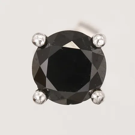 Ett udda örhänge med svart sten, Ø6mm, vitguld, 18K Vikt: 1,2 g