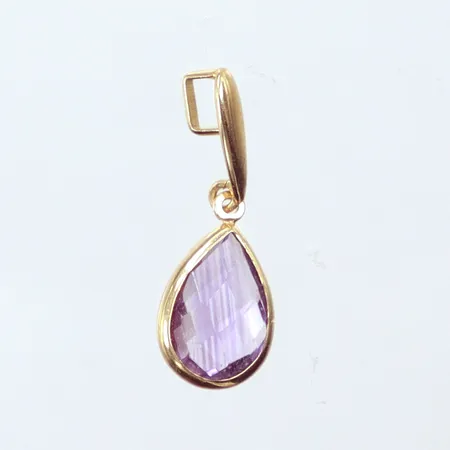 Hänge, lila sten, längd 20mm, bredd 7,6mm, 18K Vikt: 0,7 g