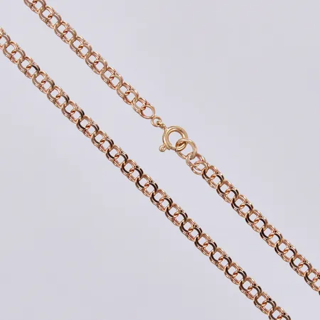 Kedja Bismarck, längd: ca 42cm, bredd: ca 4mm, 18K  Vikt: 8,4 g