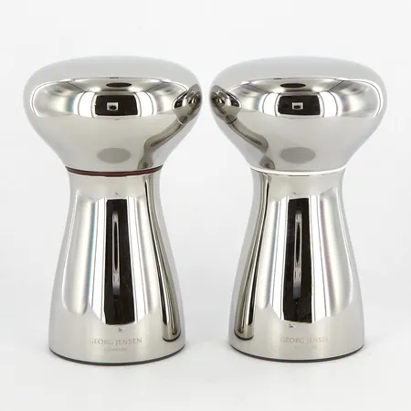 Ett par Salt och Pepparkvarnar, Georg Jensen, Living, design: Alfredo Häberli, Höjd: 11,5, Stål, originalkartong, nyskick
