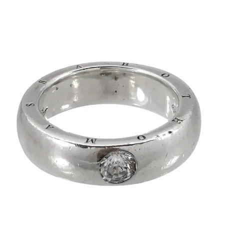Ring, silver 925/1000, Thomas Sabo, vit sten, Ø16¾ mm, bredd 6 mm, sten utan anmärkning Vikt: 9,2 g