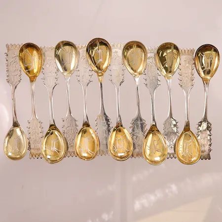 Skedar 12st med samiskt motiv, 11,5cm, Silver S830/1000, 182,1g.