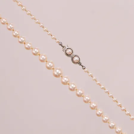 Pärlcollier, odlade pärlor, doserad, Ø3-7,3mm, 52cm, vitguldslås 18K ca1,5g.