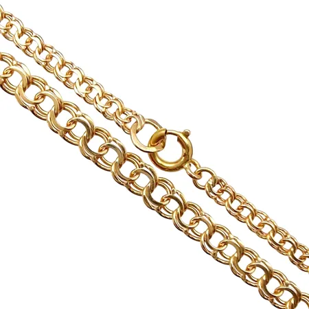 Halskedja Bismarck, 18K guld, doserad modell, Hildens Guldvaror (SOH), Sala, svensk kontrollstämpel, längd 45,5 cm, bredd 3-4 mm, fint skick Vikt: 6,8 g