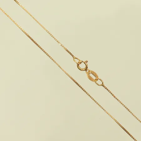 Halskedja, venezia, längd 45,5cm, bredd 1mm, skeva länkdelar, 18K, 1g Vikt: 1 g