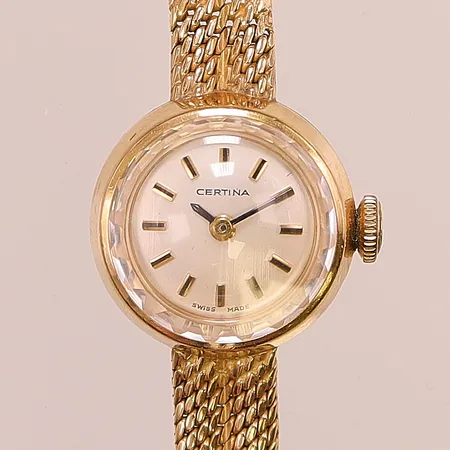 Damur Certina, manuell,  17mm, 18K med integrerad länk i 18K 16-16,5cm, bruttovikt, 24,4g.