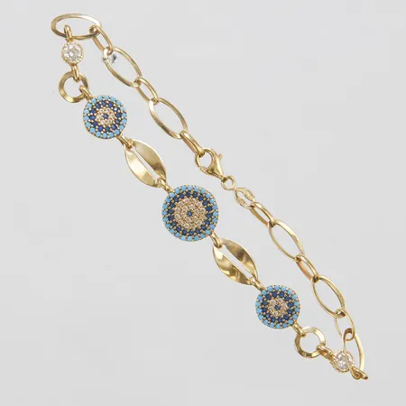 Armband, stenar, längd ca 18,5cm, bredd 1-11mm, 14K, bruttovikt: 5,8g.