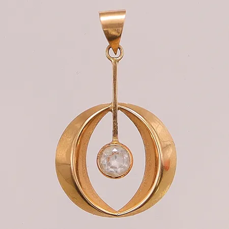 Hänge, vit sten, 31x19mm, 18K, 1,4g.