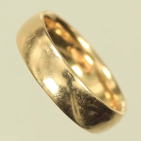 Slät ring, stl 20, bredd 6mm, repig, 14K, 4g Vikt: 4 g