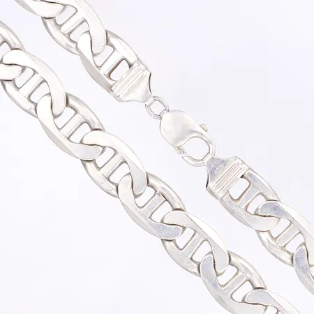 Halskedja, 61cm, bredd 13mm, bruksslitage, silver 925/1000 Vikt: 142,2 g