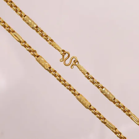Kedja, 59,5cm, bredd: 6,5mm, Thaiguld, 4 Baht,  23K, 60,8g Vikt: 60,8 g
