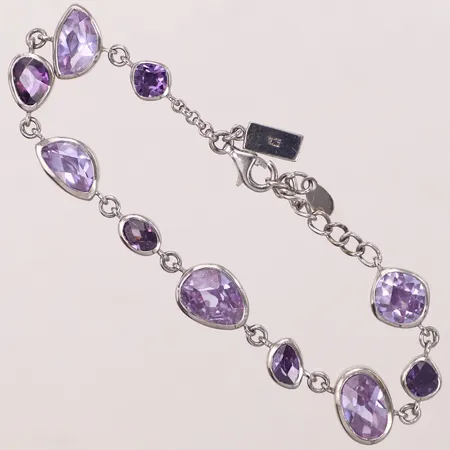 Armband med stenar, 17cm, bredd 2,5-10,5mm, 925/1000 silver. Bruttovikt: 19g Vikt: 0 g