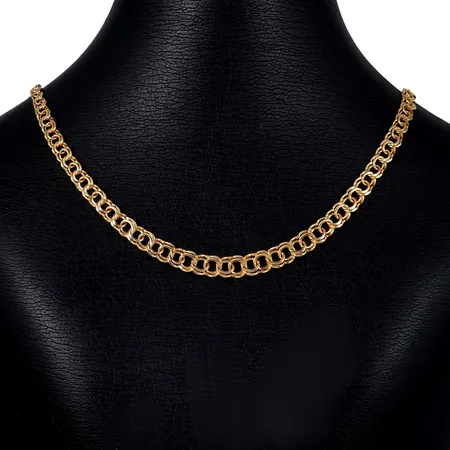 Halskedja Bismarck, 18K guld, doserad modell, Guldfynd (GHA), längd knäppt 45,0 cm, bredd 4 - 6,5 mm, fint skick Vikt: 16,3 g