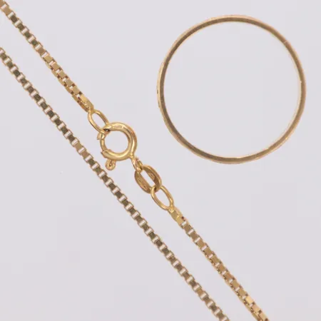 Kedja och ring, defekt, gravyr, 18K  Vikt: 12,8 g