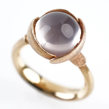 Ring m månsten, Lotus, Ole Lynggaard, stl 16½(51), 18k, fint skick Vikt: 9,8 g