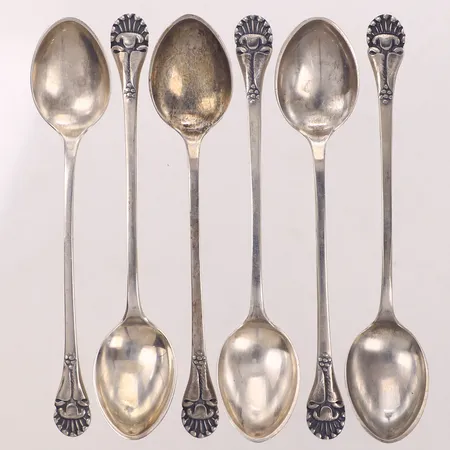 6 Mockaskedar, längd 6,3cm, 830/1000 silver Vikt: 57,6 g