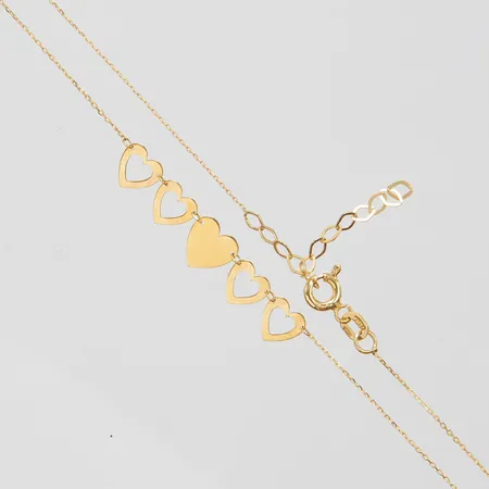 Collier, hjärtan, längd ca 42,5-45,2cm, bredd 0,5-7mm, 18K Vikt: 1,2 g