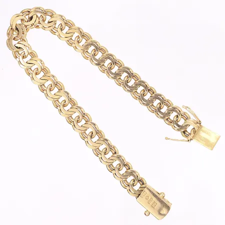 Armband Bismarck, 19cm, bredd 9mm, svenska stämplar, trögt lås, 18K Vikt: 30,2 g