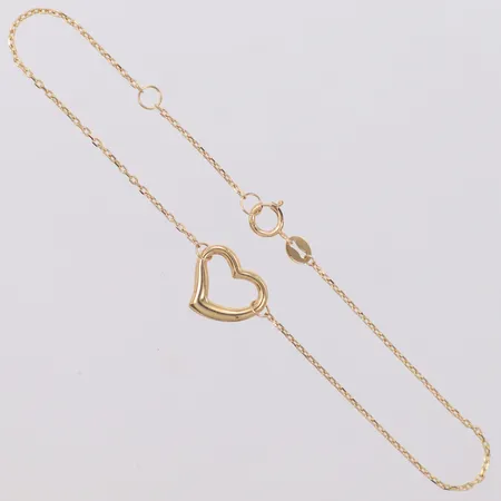 Armband med integrerat hjärta, längd 18,5cm, bredd 1-11,6mm, ställbar längd 16,5 & 18,5cm, GHA, 18K  Vikt: 1 g