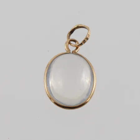 Berlock " Ofärgad sten i guldram ", höjd ca 13mm, 18k Vikt: 0,9 g