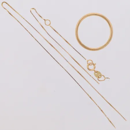 Kedja och ring, defekt, 18K  Vikt: 4,8 g