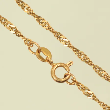 Halskedja, singapore, längd 40cm, bredd 3mm, lås ej i guld, 18K, 4,8g bruttovikt (guldvikt 4g)