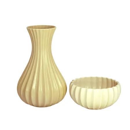 Vas + Skål "Azalea", Pia Rönndahl (född 1953), porslin, Gustavsberg, vas höjd 22 cm, skål höjd 7 cm, diameter 14 cm, märkta/signerade i botten, fint skick, vikt omkring 1100 gram